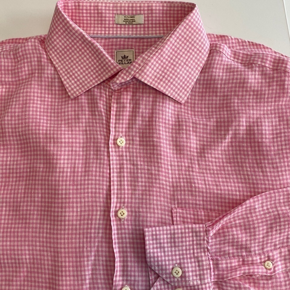 Peter Millar linen shirt size 17 L long sleeved